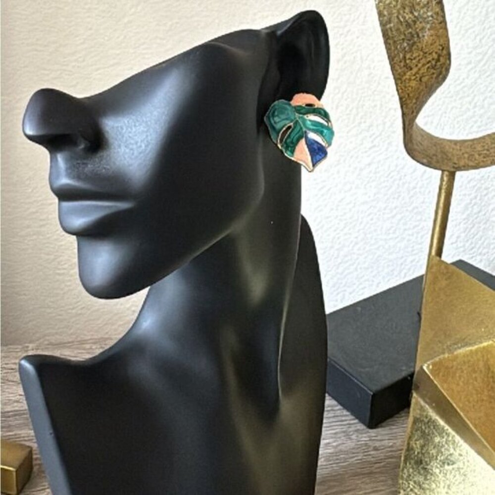 Bohemian leaf stud earrings A709 - Picture 4 of 4